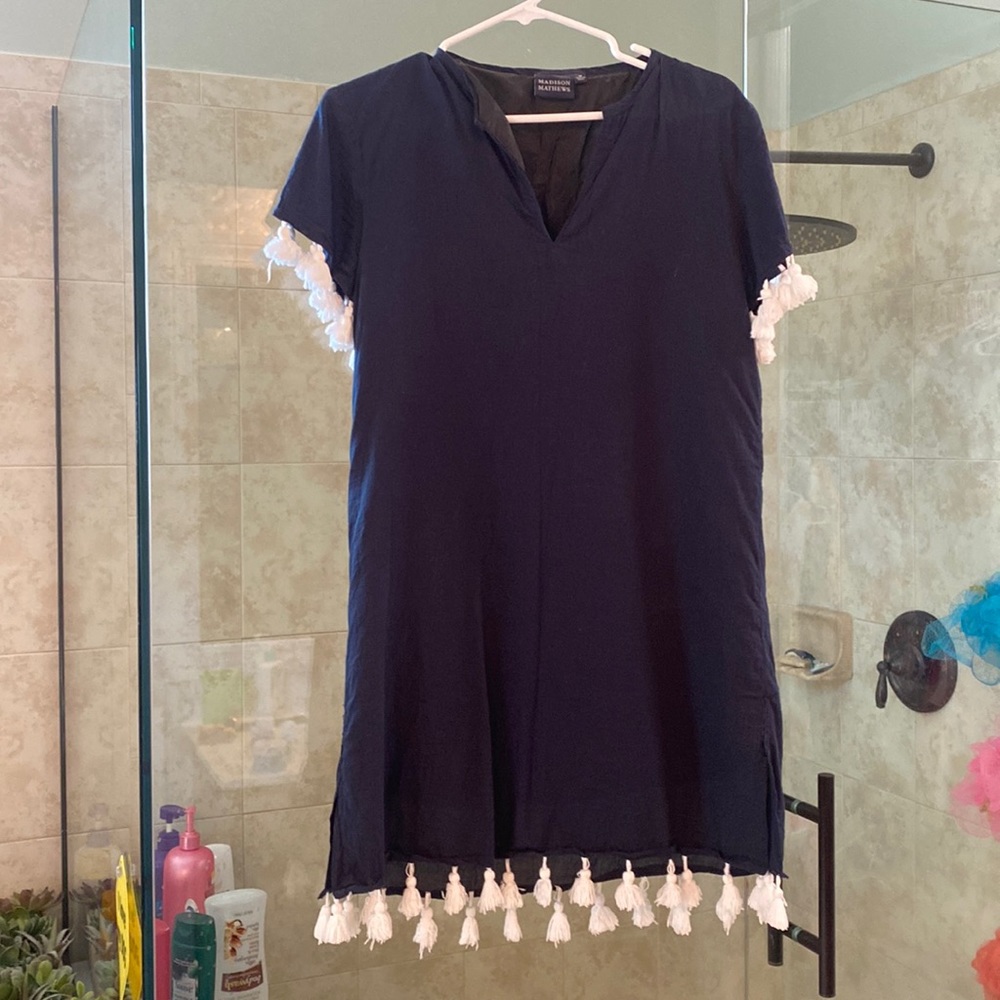 Madison Matthews navy dress size medium